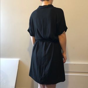 SOLD - Frank & Oak black stand collar shirt dress